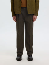 Brown pants on model