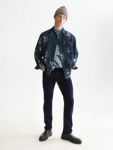 Navy corduroy straight jeans