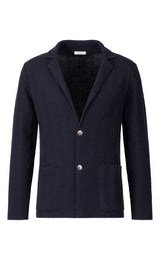 Navy seersucker knitted blazer