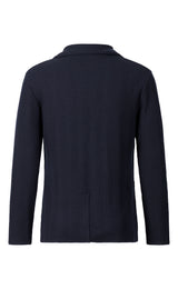 Navy seersucker knitted blazer