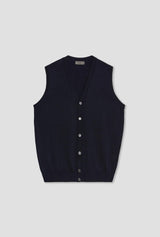 Navy sweater vest flatlay