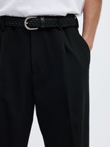 Black pants on model zoomed