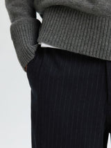 Pinstripe trousers details dark navy