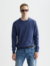 Blue pullover front model