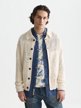Multi stitch eggnog cardigan