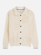 Multi stitch eggnog cardigan flatlay