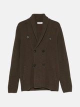 brown double breasted cardigan
