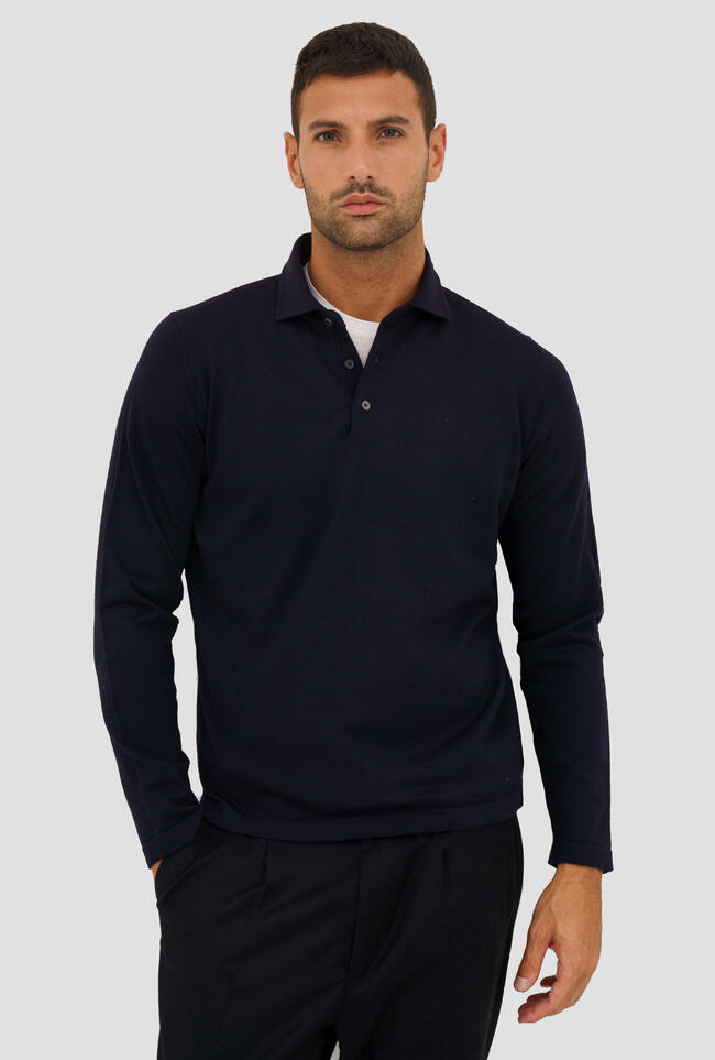 knit polo with shirt collar