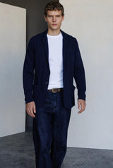Navy wool jacket model