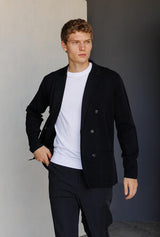Double-breasted knitted jacket