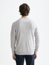 grey pullover back model