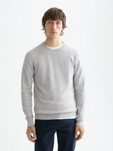 grey pullover front model