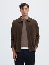 brown overshirt opened model