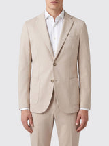 Sand Formal Single-Breasted Stretch Cotton Blazer
