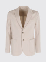 Sand Formal Single-Breasted Stretch Cotton Blazer