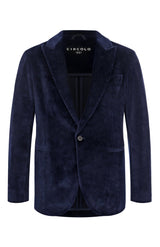Dark navy velvet blazer peak lapel