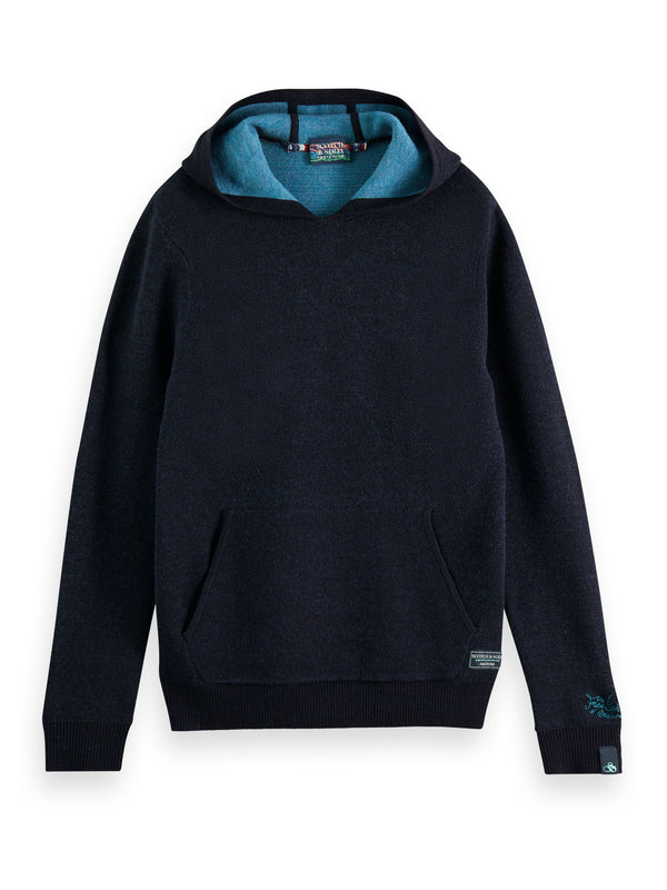 Knitted wool-blend hoodie